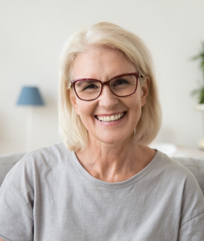 Older woman wearing glasses